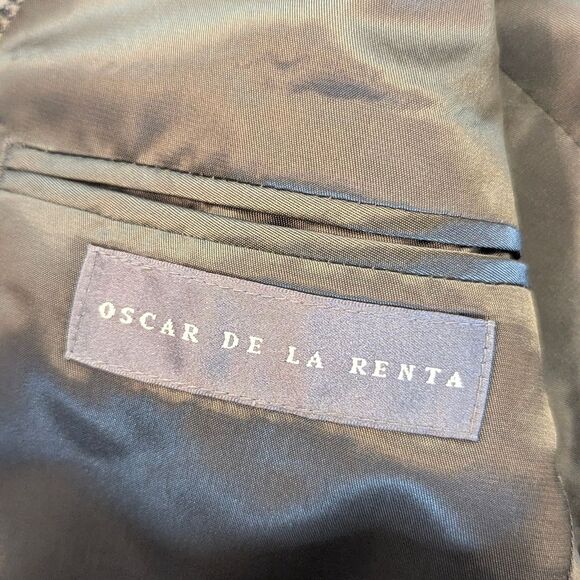 Oscar De La Renta Blazer Jacket Men's 40L houndstooth Wool 3 Button Sport Coat - Picture 8 of 10